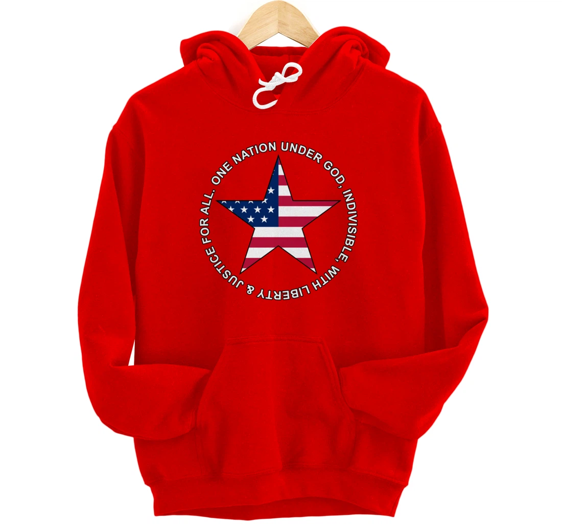 One Nation Under God - Patriotic American Star - Gift-able Pullover Hoodie