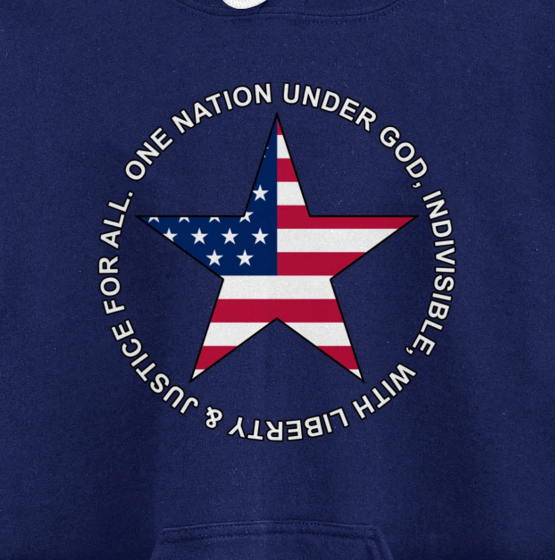 One Nation Under God - Patriotic American Star - Gift-able Pullover Hoodie