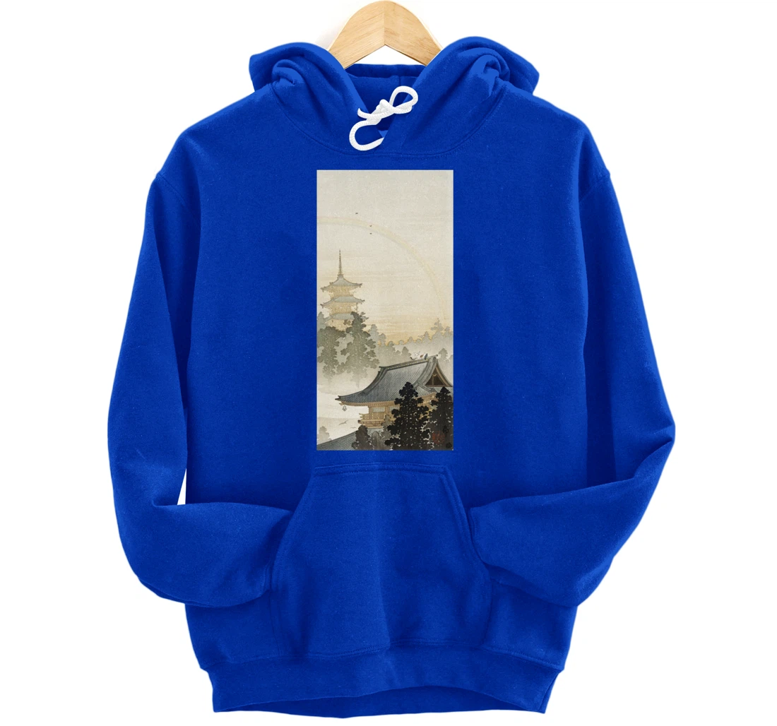 Vintage Pagoda & Rainbow by Ohara Koson Japanese Art Pullover Hoodie