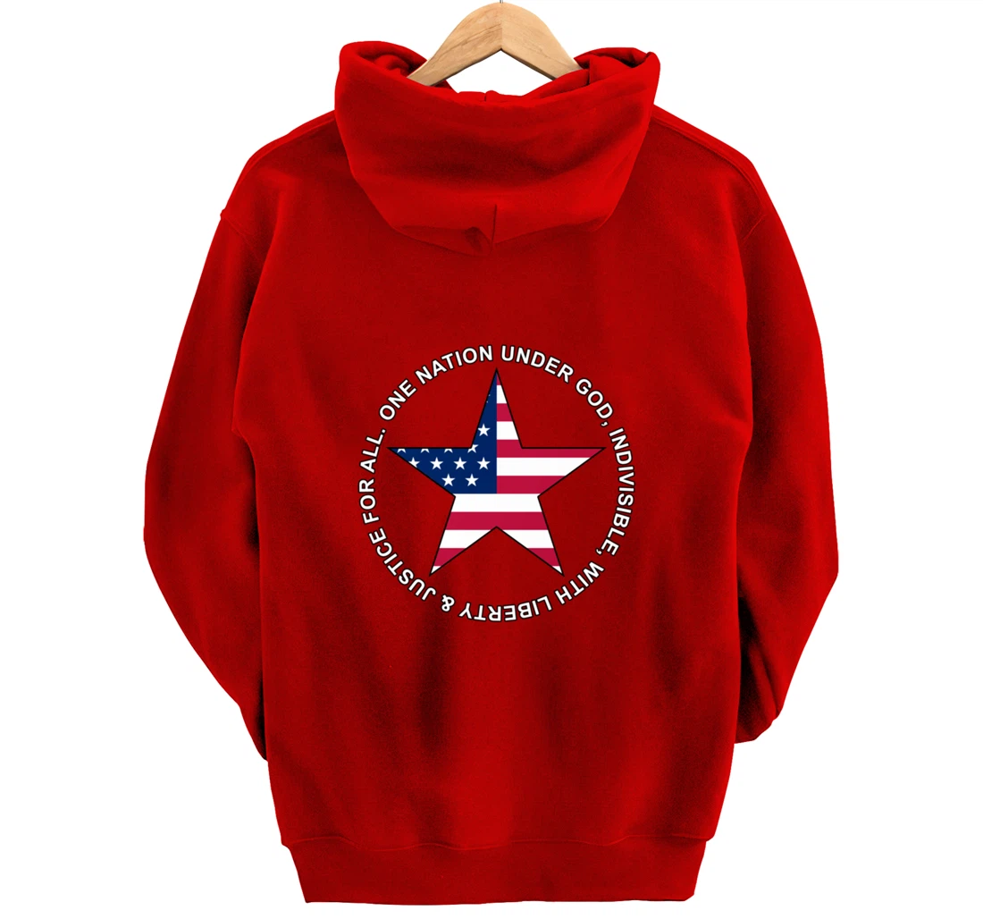 One Nation Under God - Patriotic American Star - Gift-able Pullover Hoodie