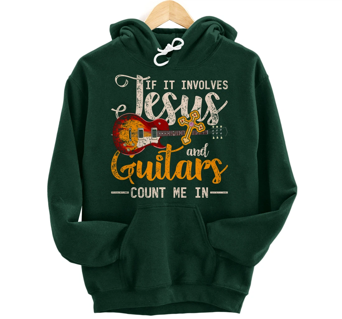 Funny Guitarist Christian Musician God Savior Guitar Jesus Pullover Hoodie