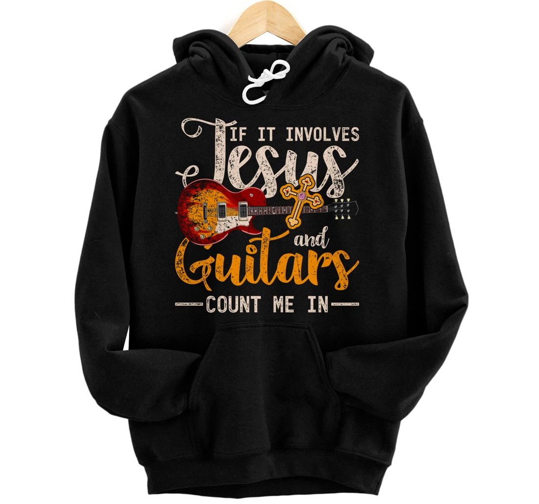 Funny Guitarist Christian Musician God Savior Guitar Jesus Pullover Hoodie