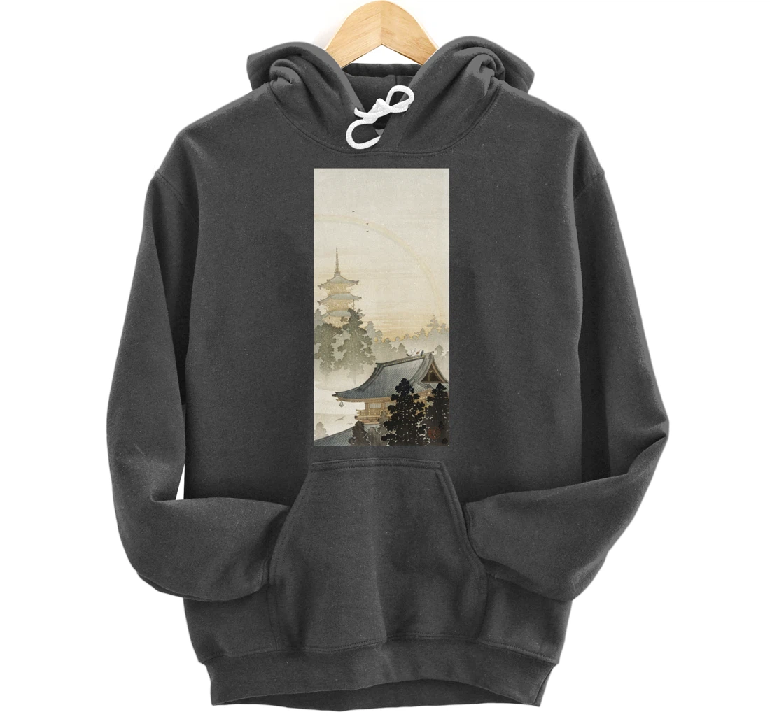 Vintage Pagoda & Rainbow by Ohara Koson Japanese Art Pullover Hoodie