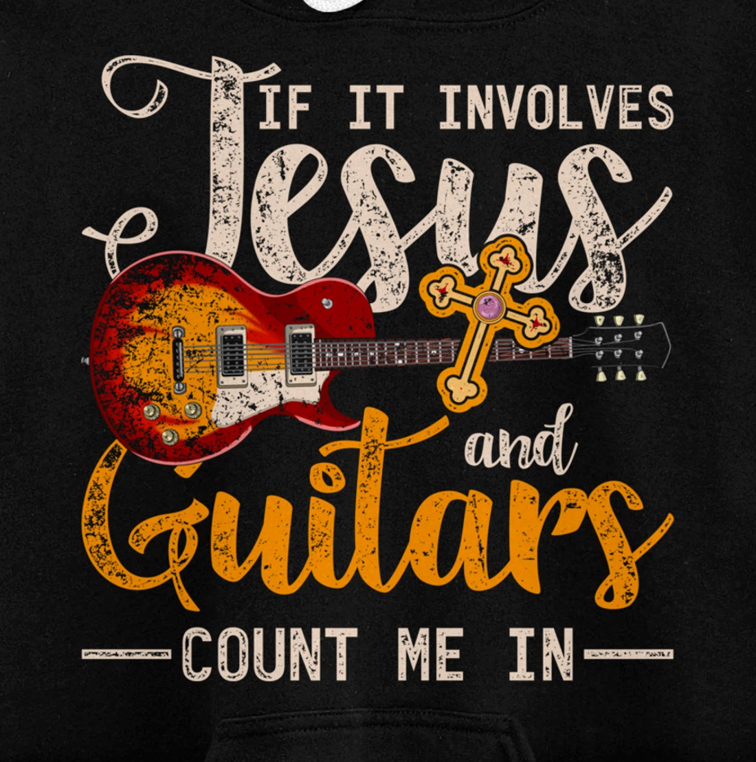 Funny Guitarist Christian Musician God Savior Guitar Jesus Pullover Hoodie
