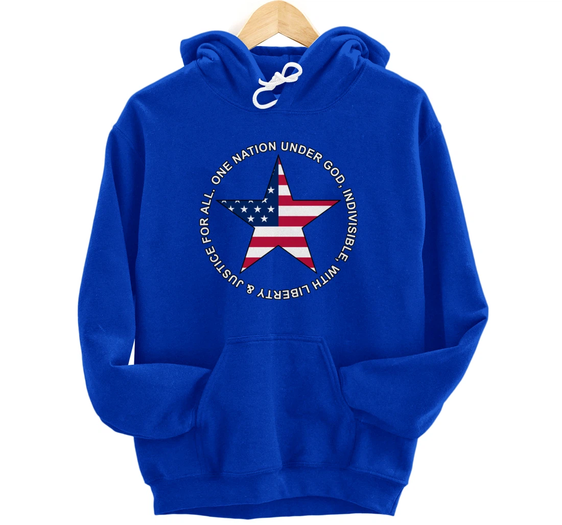 One Nation Under God - Patriotic American Star - Gift-able Pullover Hoodie