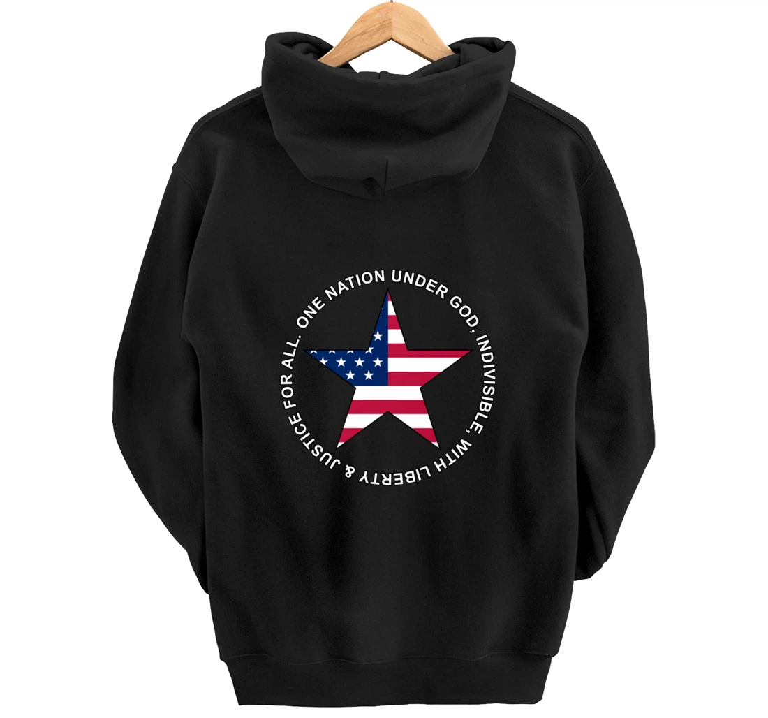 One Nation Under God - Patriotic American Star - Gift-able Pullover Hoodie