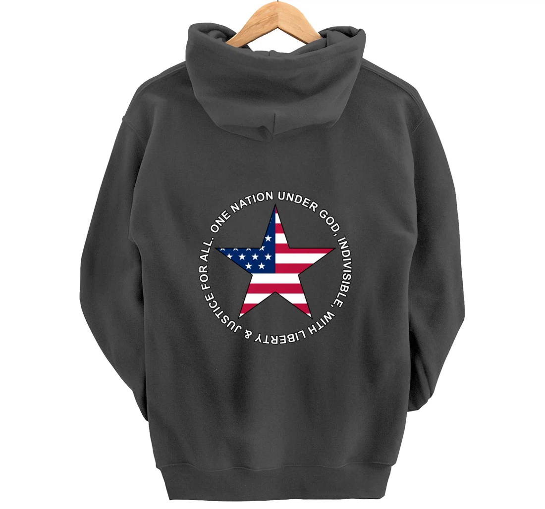 One Nation Under God - Patriotic American Star - Gift-able Pullover Hoodie