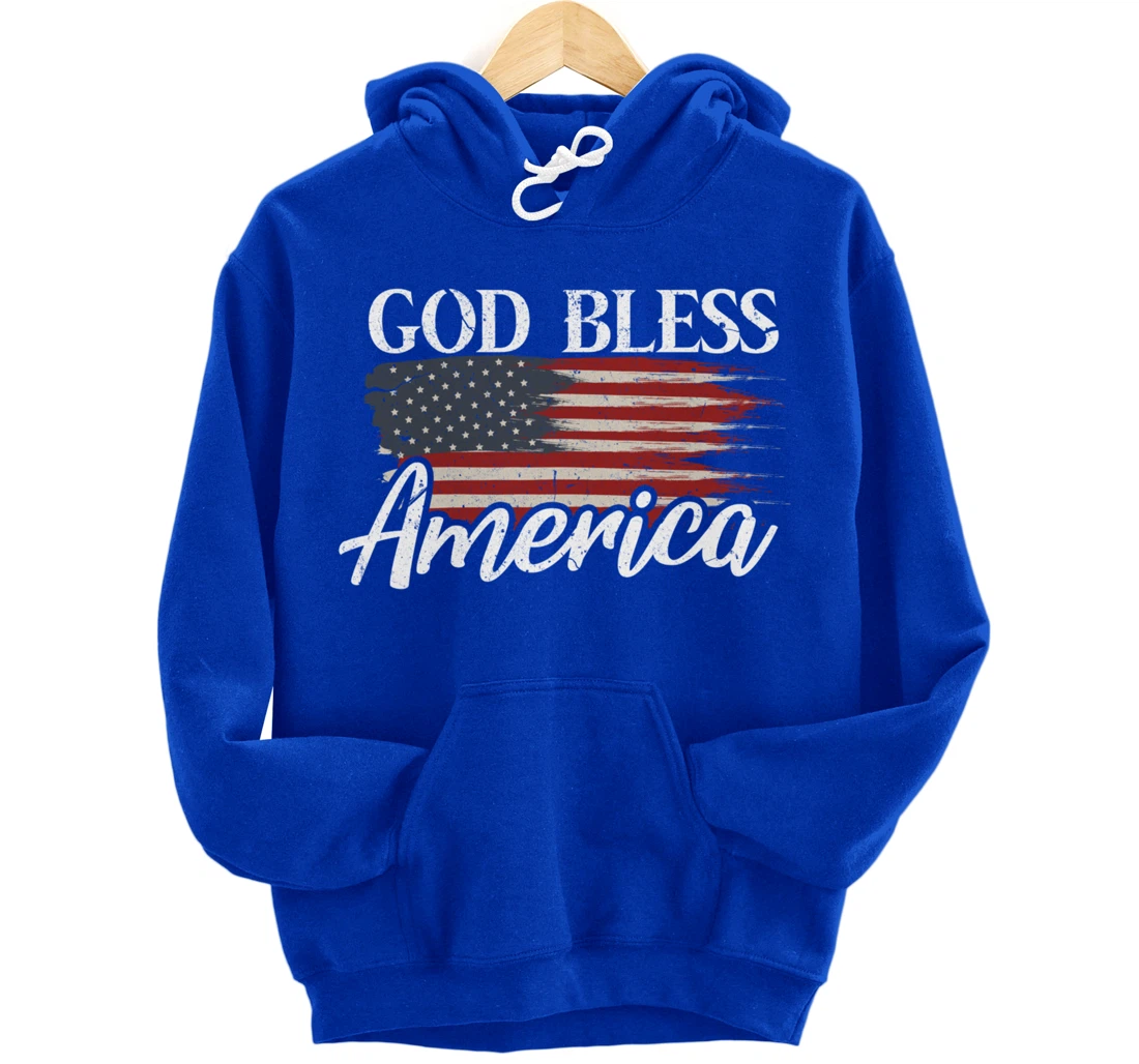 God Bless America 4th of July Patriotic USA Pullover Hoodie