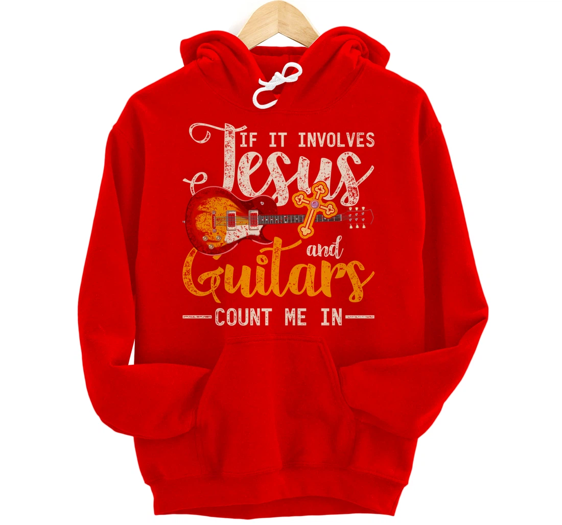 Funny Guitarist Christian Musician God Savior Guitar Jesus Pullover Hoodie