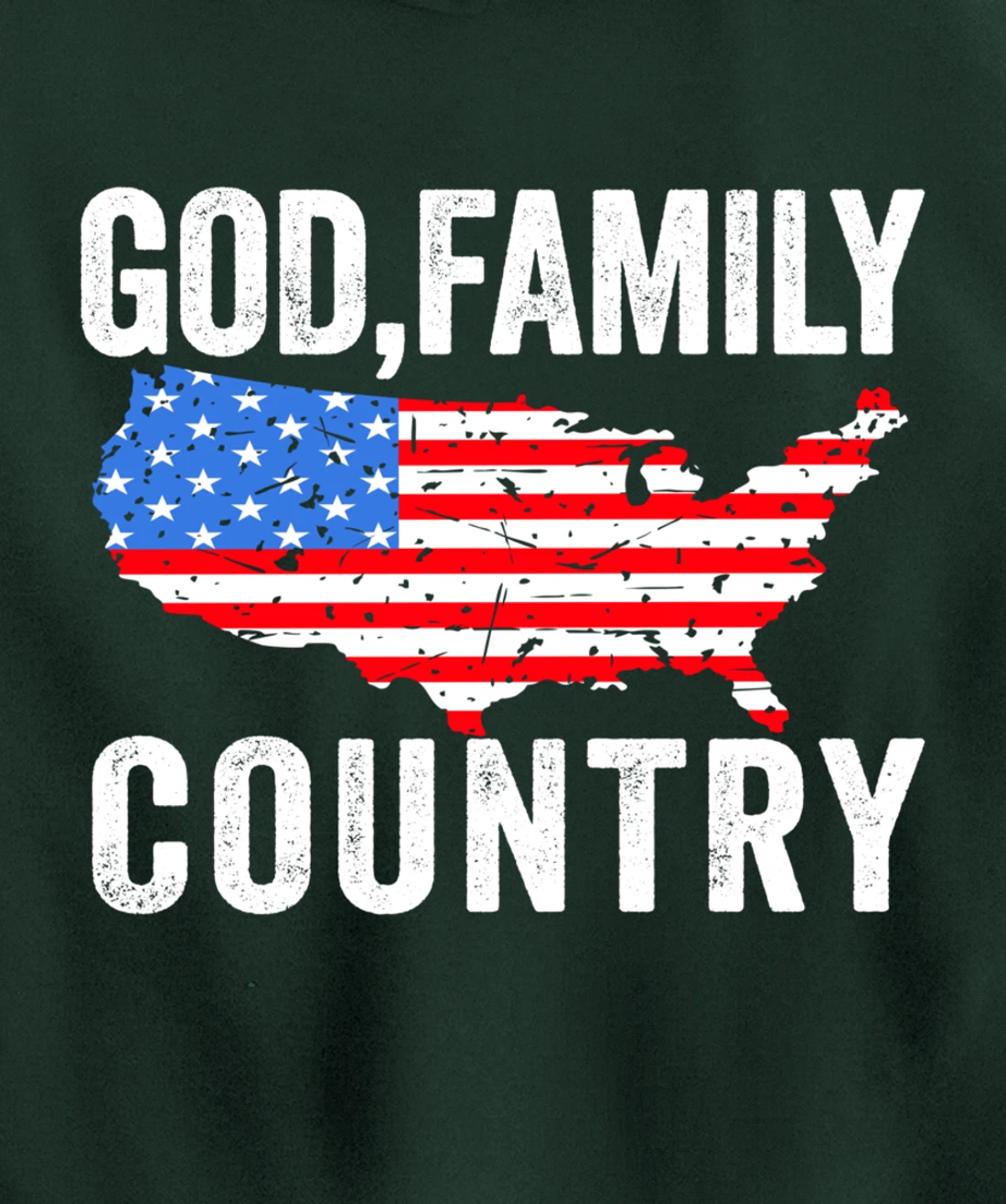 GOD FAMILY COUNTRY Christian Gift American Flag USA Map Pullover Hoodie