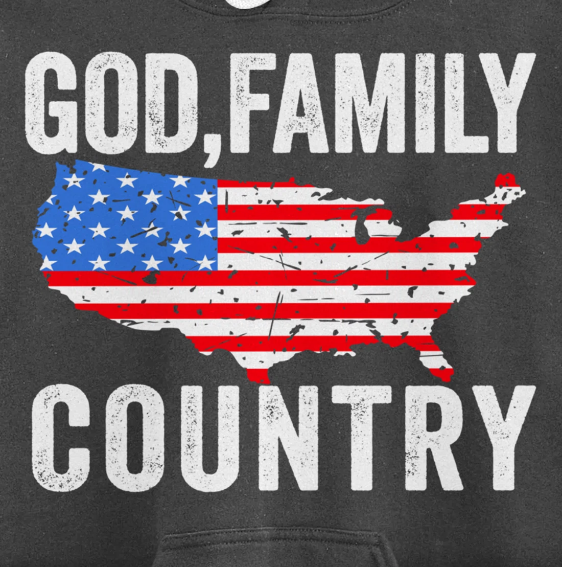GOD FAMILY COUNTRY Christian Gift American Flag USA Map Pullover Hoodie