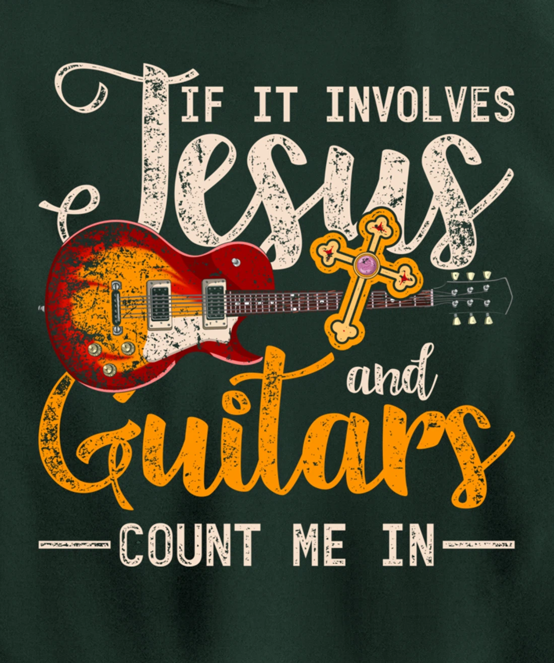 Funny Guitarist Christian Musician God Savior Guitar Jesus Pullover Hoodie
