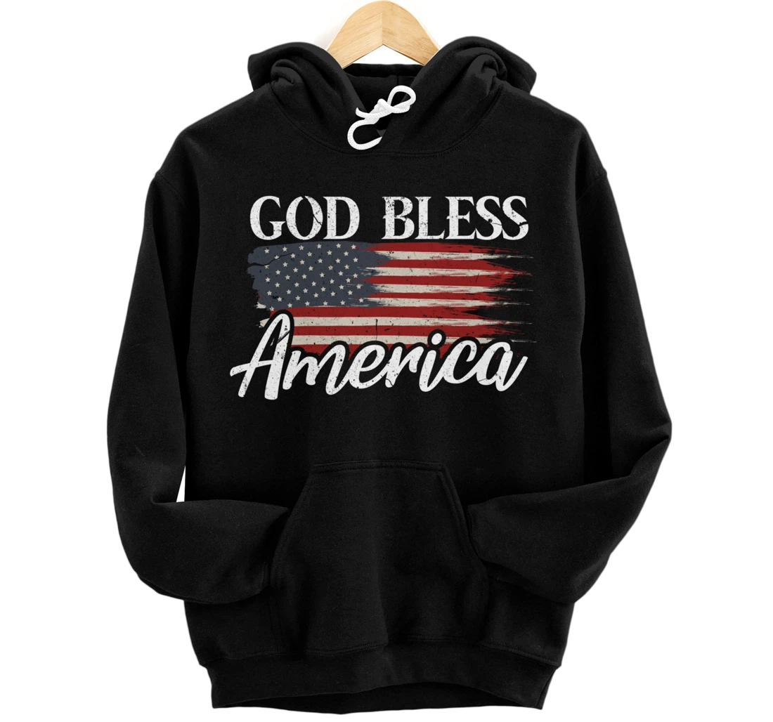 God Bless America 4th of July Patriotic USA Pullover Hoodie