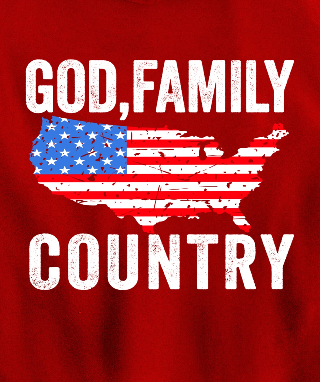 GOD FAMILY COUNTRY Christian Gift American Flag USA Map Pullover Hoodie