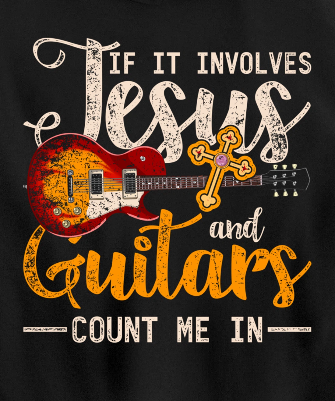 Funny Guitarist Christian Musician God Savior Guitar Jesus Pullover Hoodie