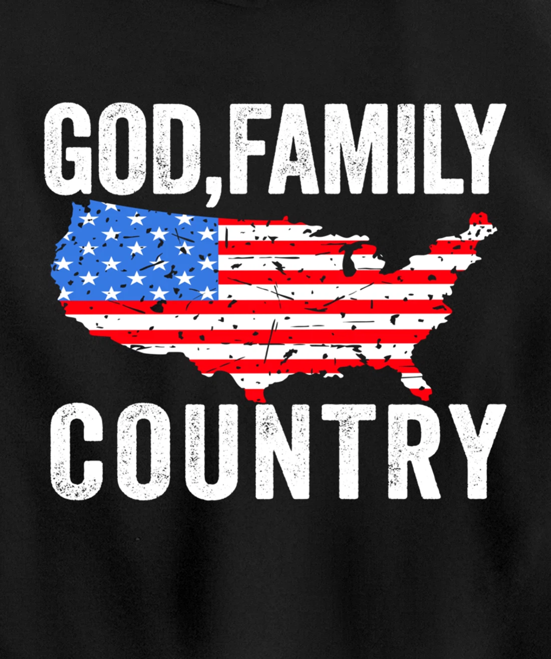 GOD FAMILY COUNTRY Christian Gift American Flag USA Map Pullover Hoodie