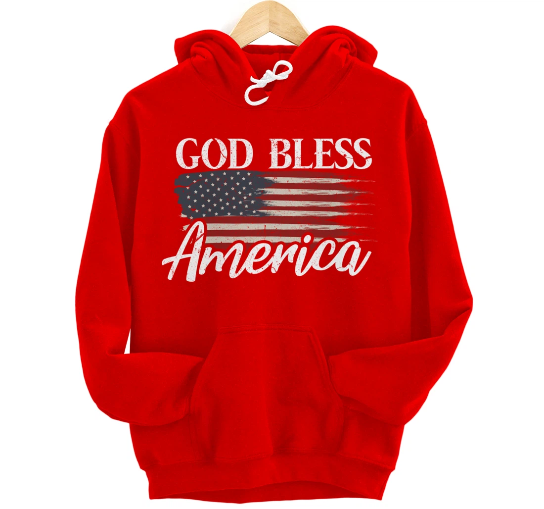 God Bless America 4th of July Patriotic USA Pullover Hoodie
