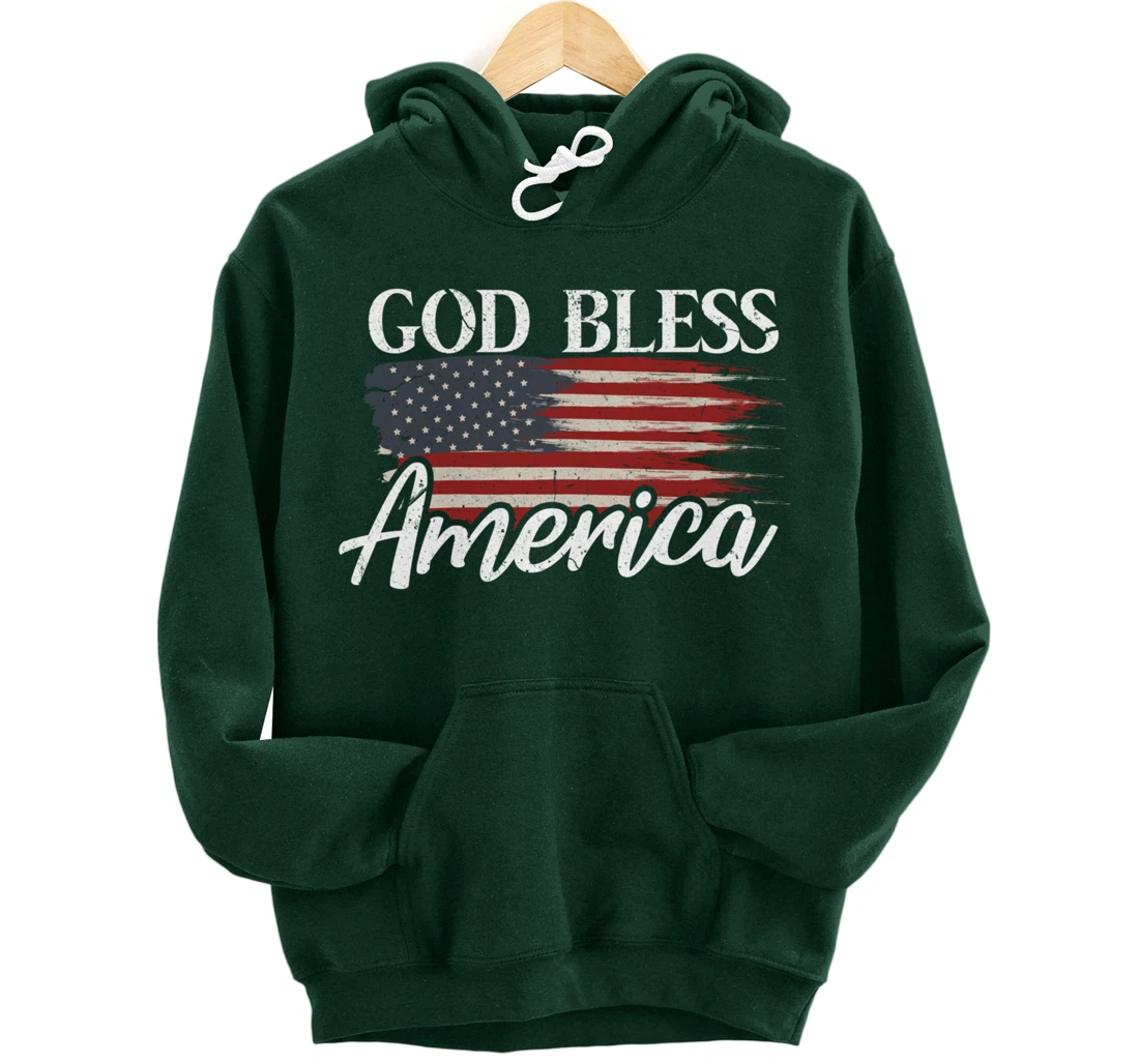 God Bless America 4th of July Patriotic USA Pullover Hoodie