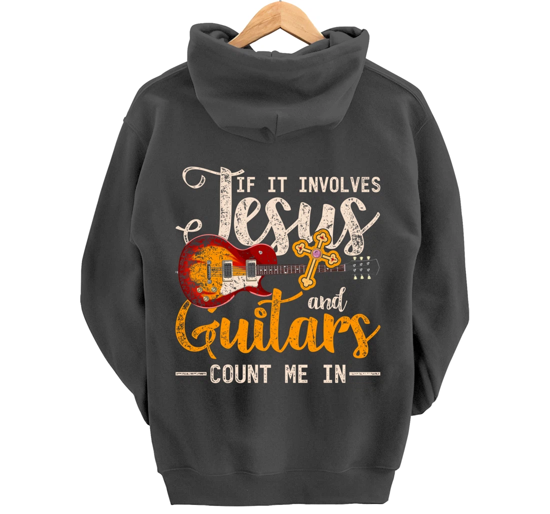 Funny Guitarist Christian Musician God Savior Guitar Jesus Pullover Hoodie