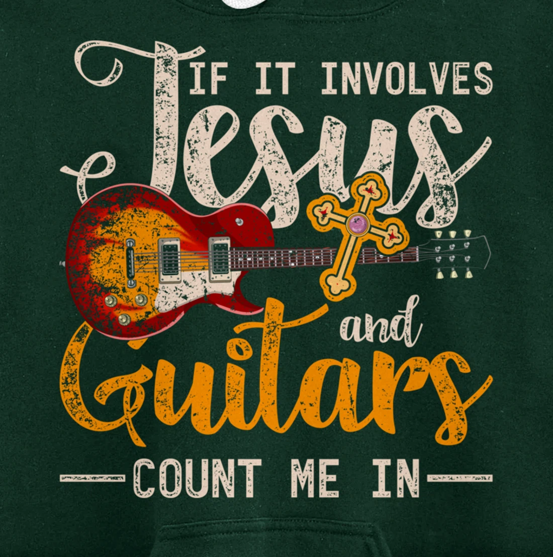Funny Guitarist Christian Musician God Savior Guitar Jesus Pullover Hoodie