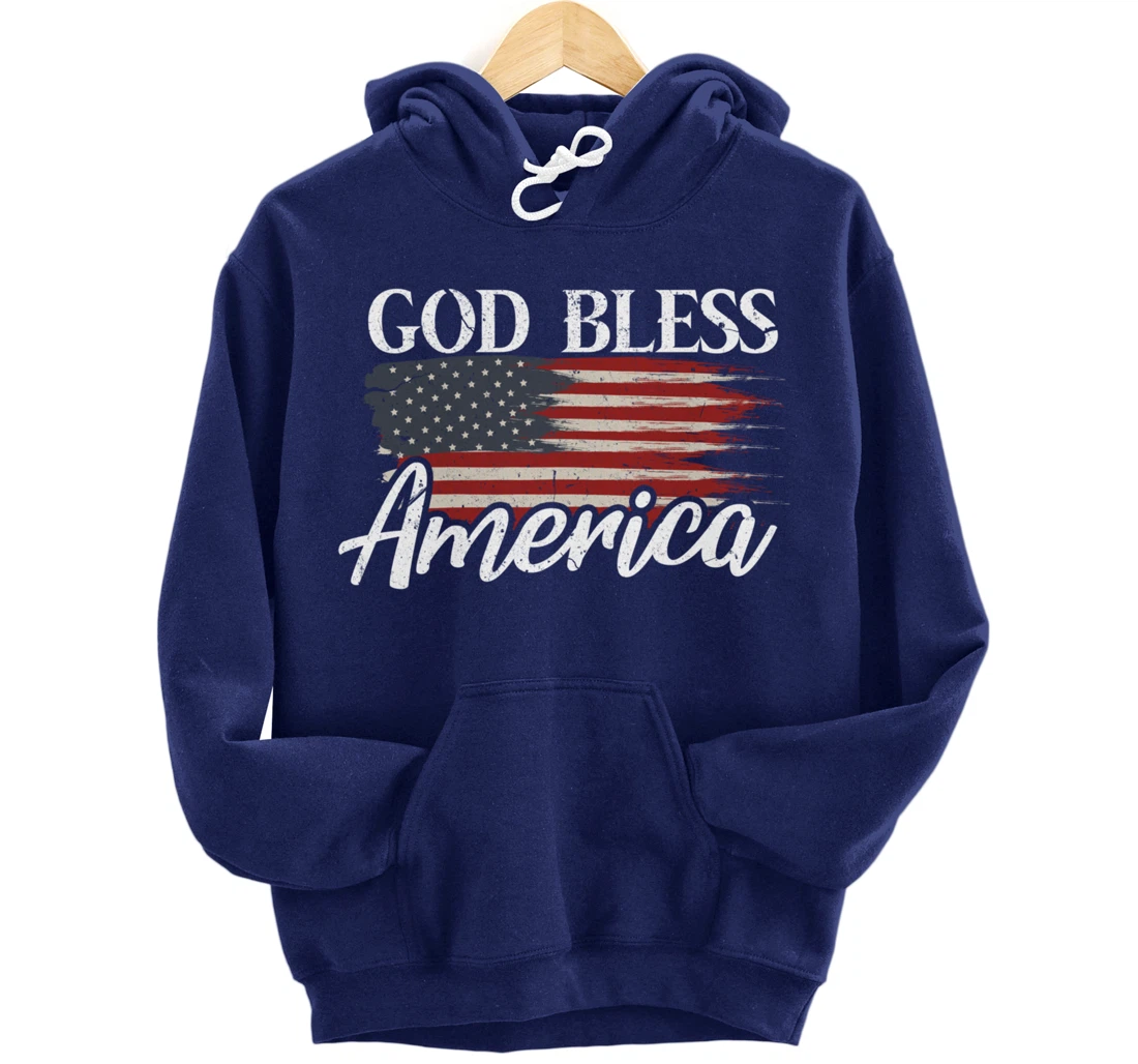 God Bless America 4th of July Patriotic USA Pullover Hoodie