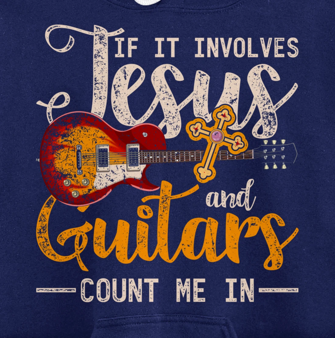 Funny Guitarist Christian Musician God Savior Guitar Jesus Pullover Hoodie