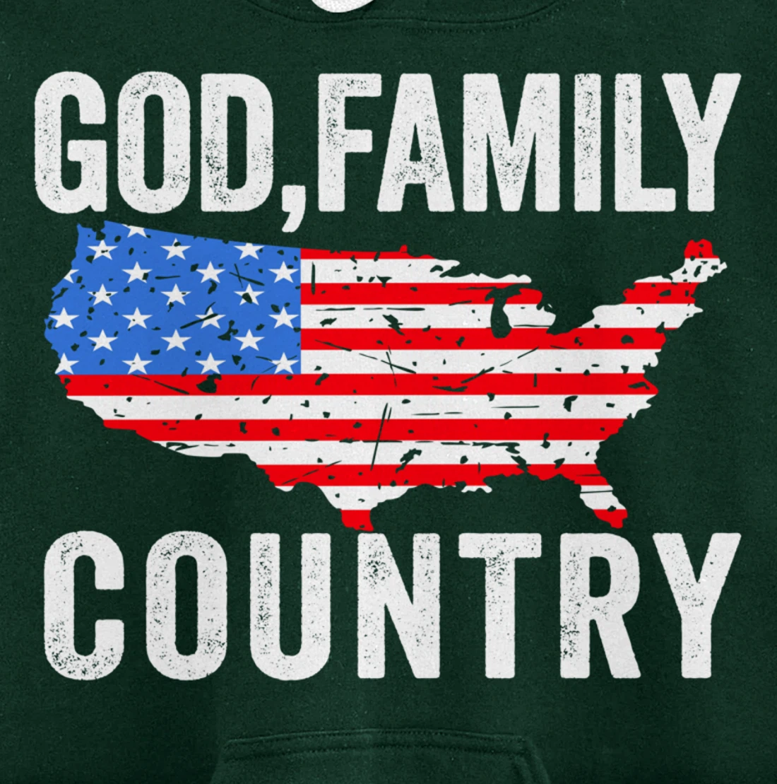 GOD FAMILY COUNTRY Christian Gift American Flag USA Map Pullover Hoodie