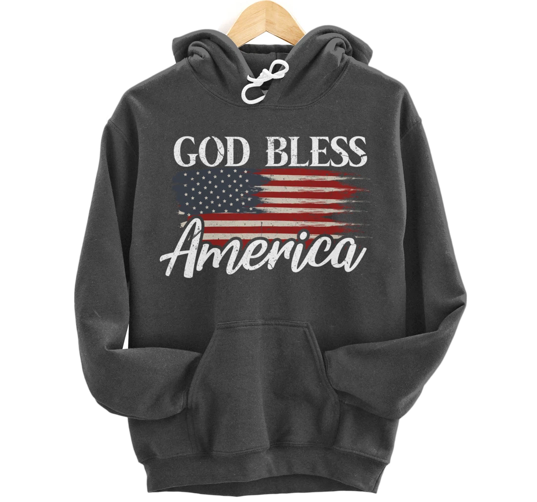 God Bless America 4th of July Patriotic USA Pullover Hoodie