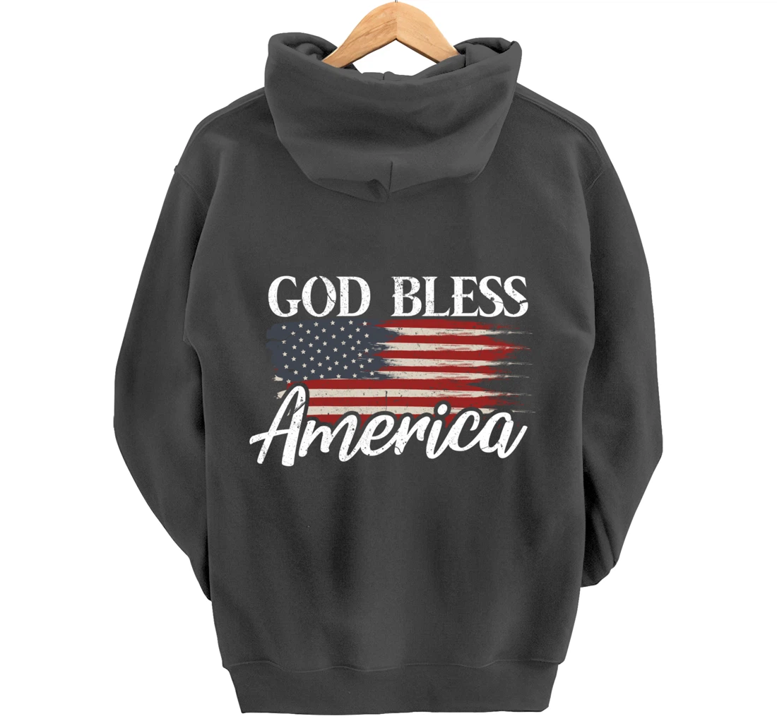 God Bless America 4th of July Patriotic USA Pullover Hoodie