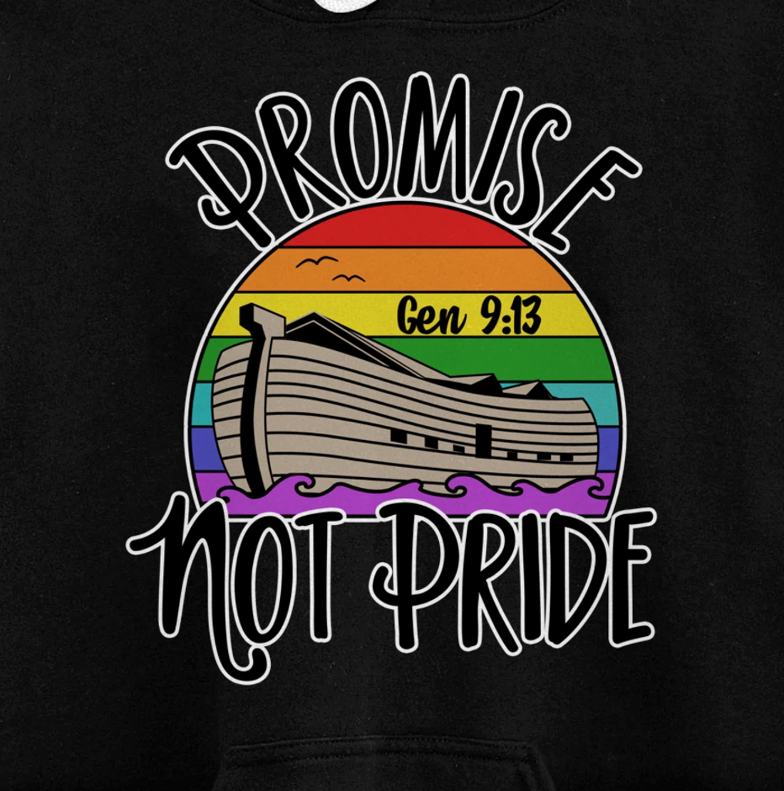 Noah's Ark Genesis 9:13 Rainbow God's Promise Not Pride Pullover Hoodie