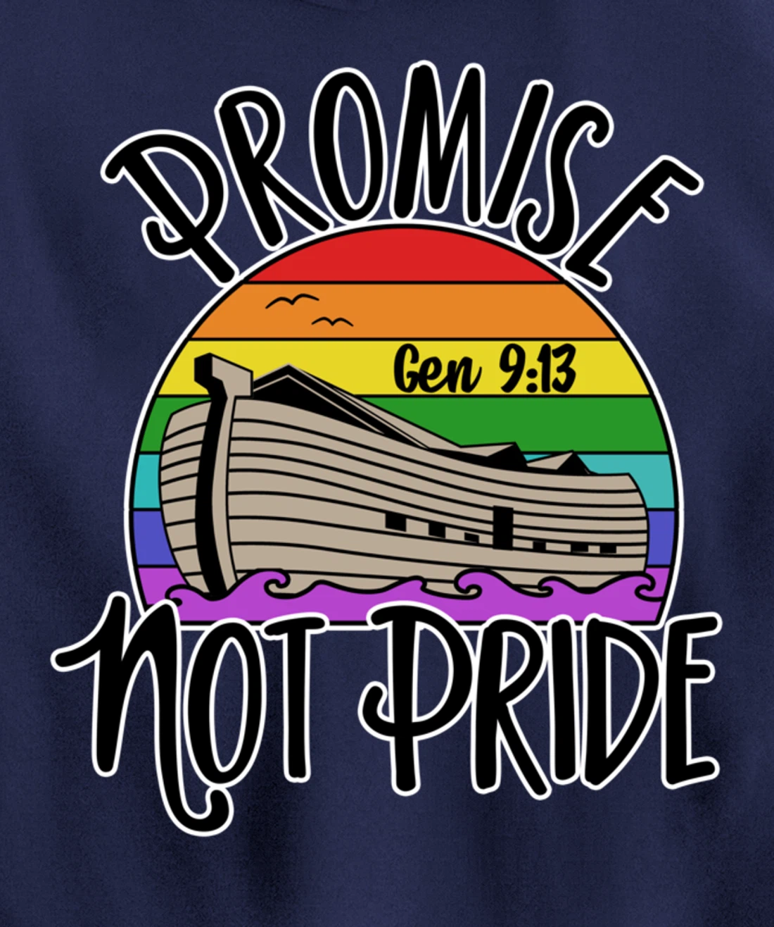 Noah's Ark Genesis 9:13 Rainbow God's Promise Not Pride Pullover Hoodie