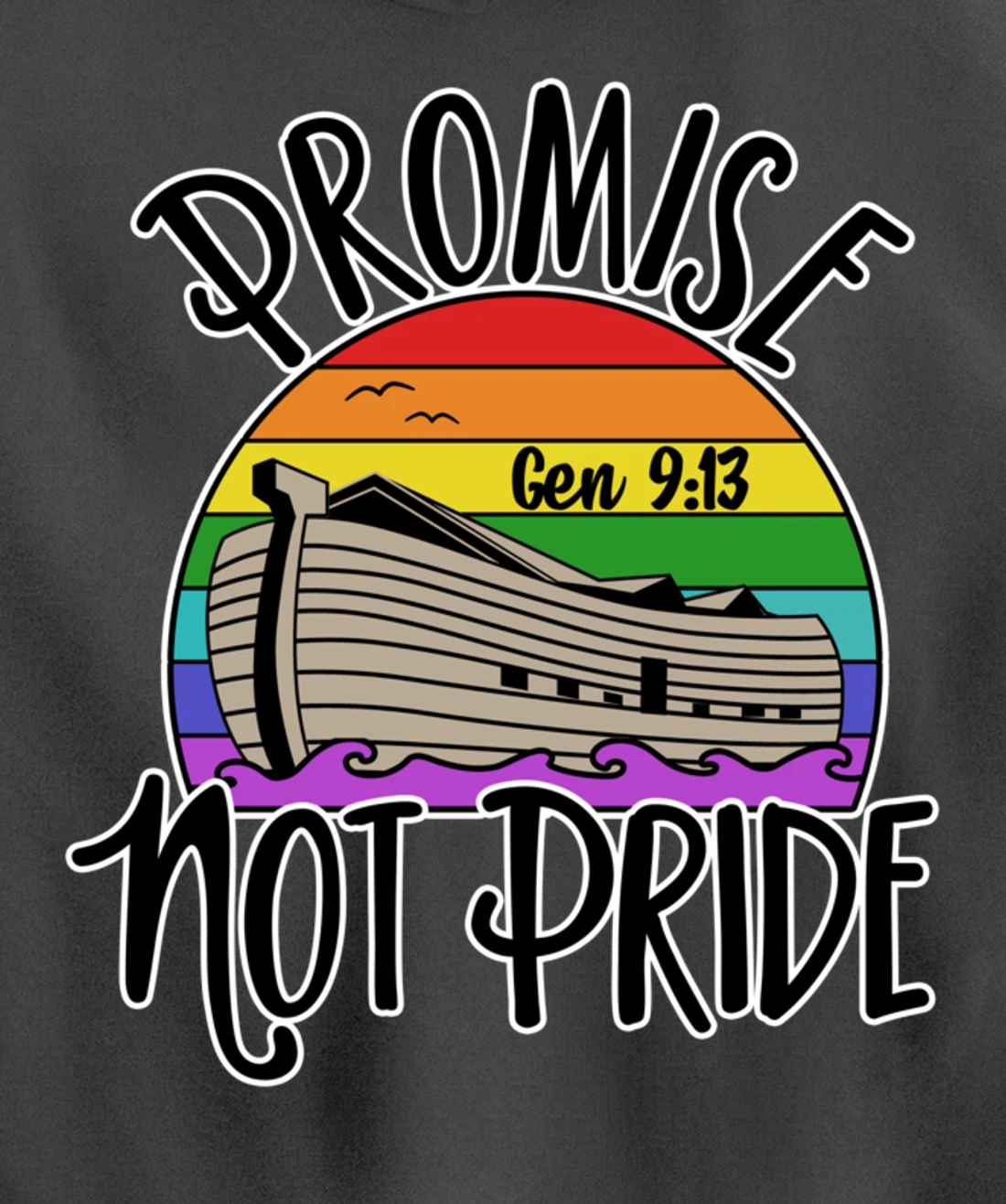 Noah's Ark Genesis 9:13 Rainbow God's Promise Not Pride Pullover Hoodie