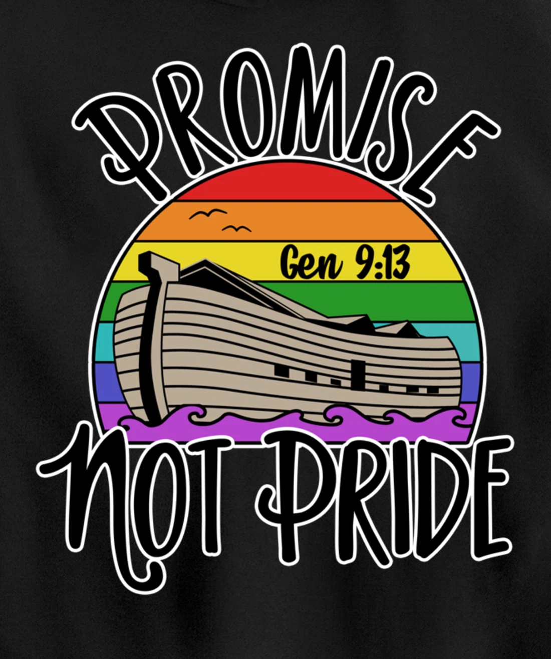 Noah's Ark Genesis 9:13 Rainbow God's Promise Not Pride Pullover Hoodie
