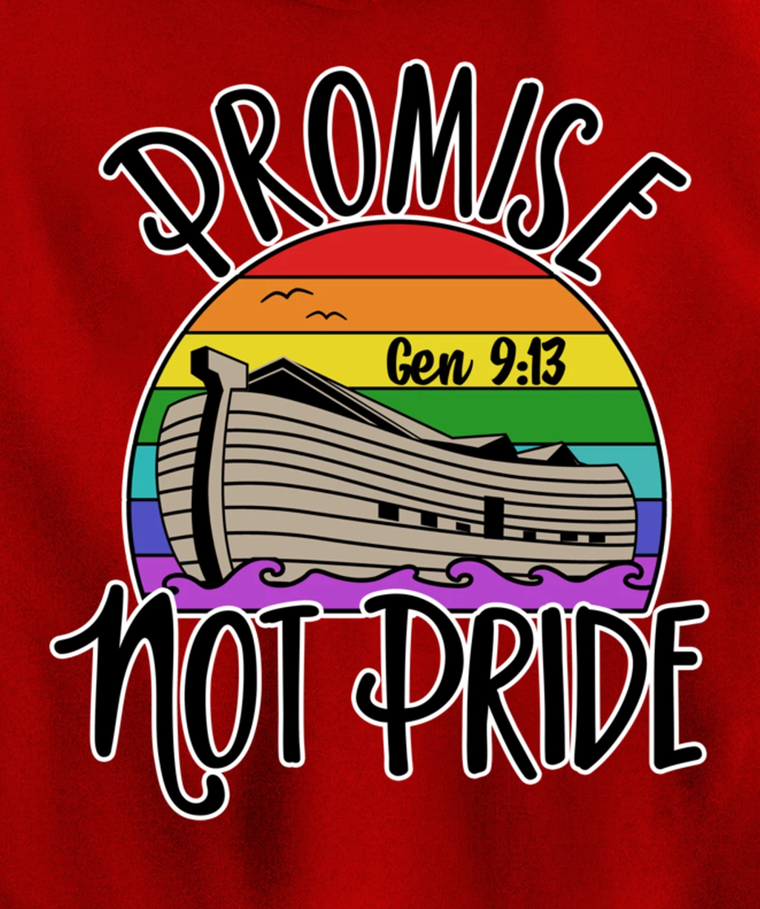 Noah's Ark Genesis 9:13 Rainbow God's Promise Not Pride Pullover Hoodie