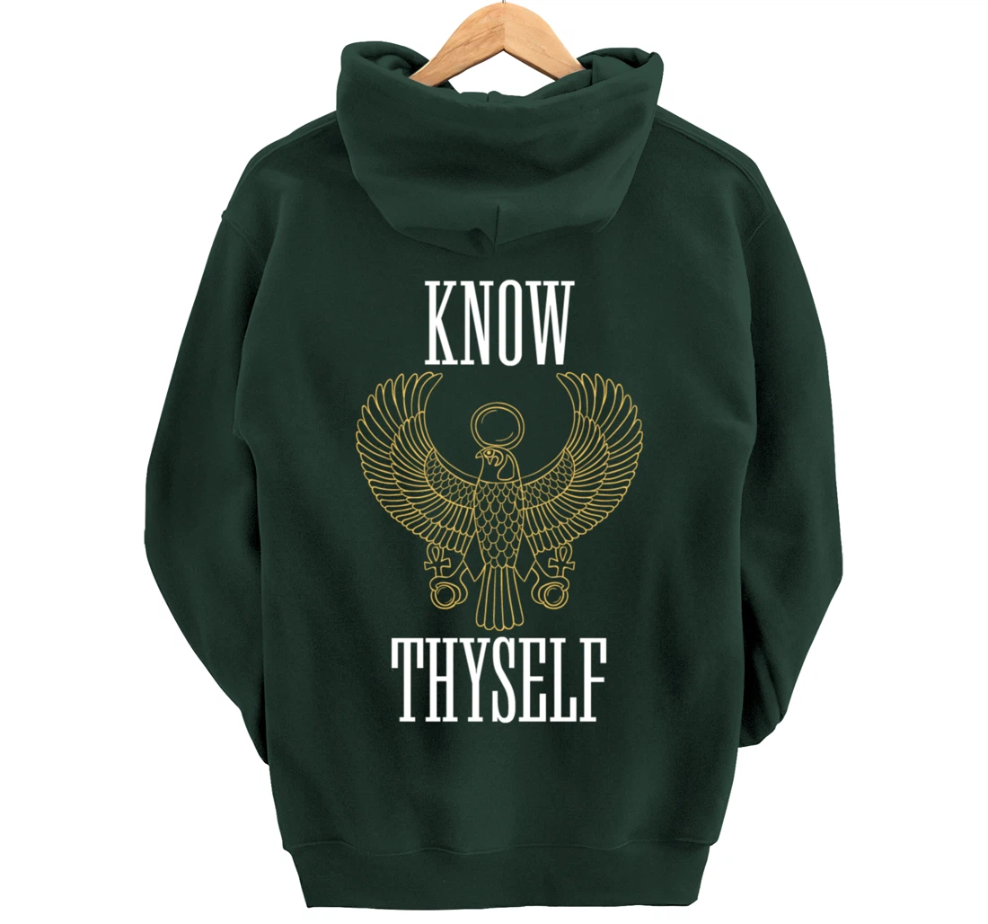 Know Thyself Ancient Egyptian God Horus Kemetic Ankh Gift Pullover Hoodie