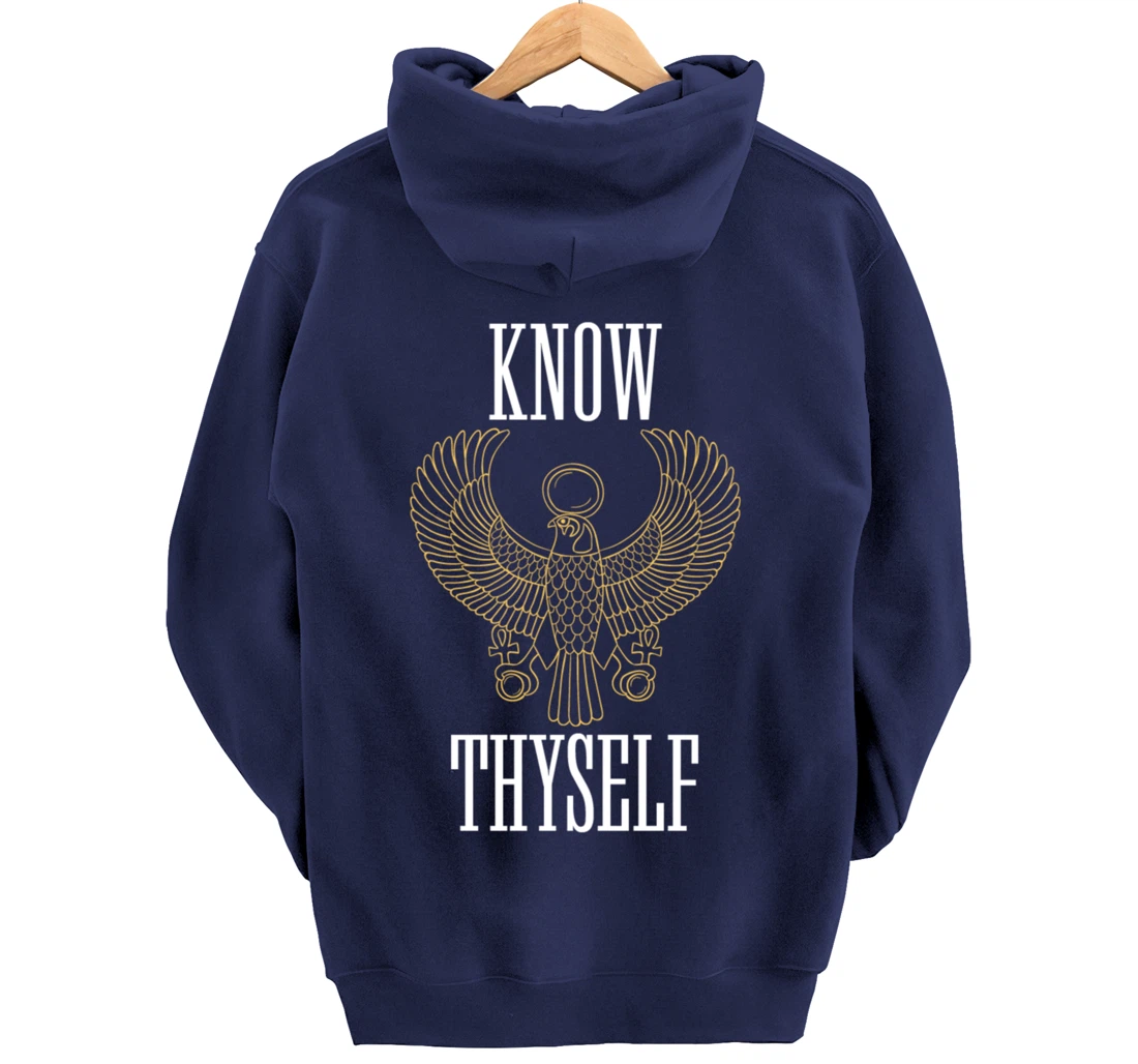 Know Thyself Ancient Egyptian God Horus Kemetic Ankh Gift Pullover Hoodie