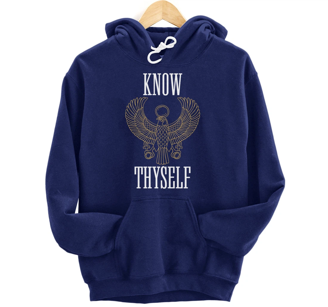 Know Thyself Ancient Egyptian God Horus Kemetic Ankh Gift Pullover Hoodie