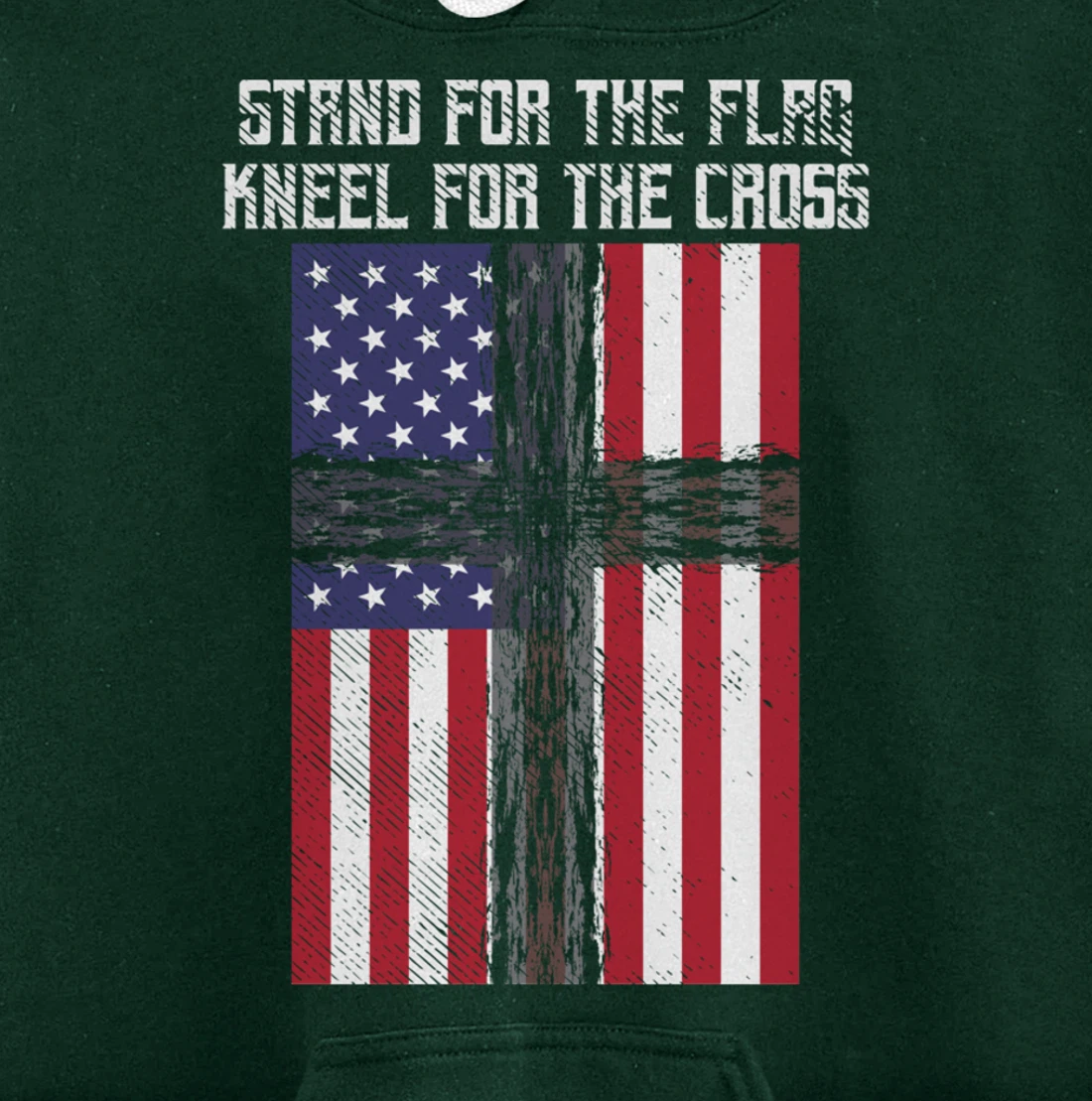Stand Flag Kneel Cross God Jesus America US Christian Gift Pullover Hoodie