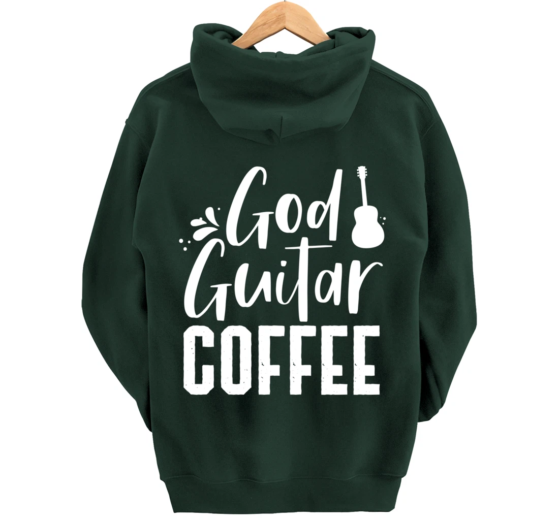 God Guitar Coffee Jesus Lover Christian Guitar Player Outfit Pullover Hoodie