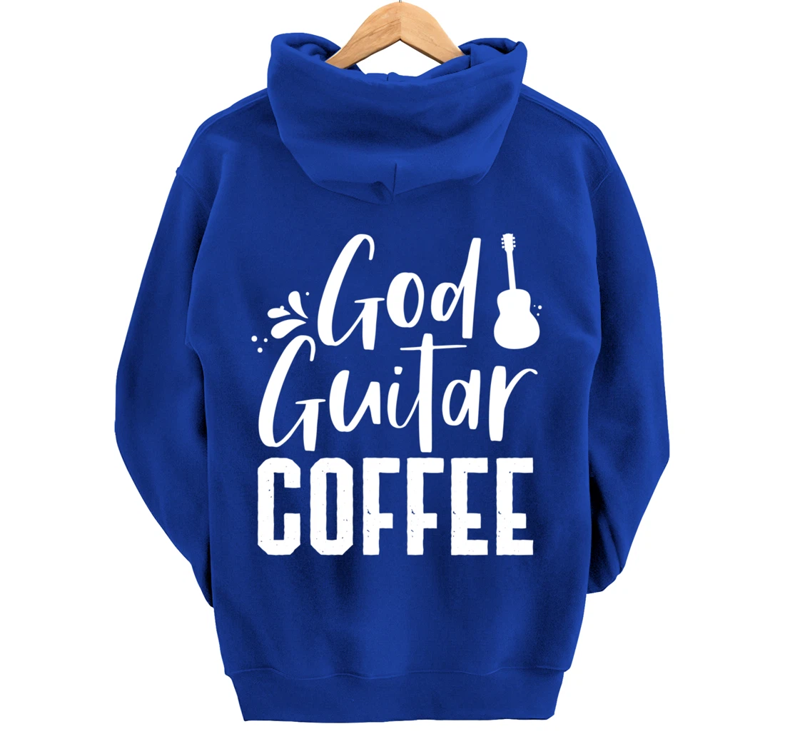 God Guitar Coffee Jesus Lover Christian Guitar Player Outfit Pullover Hoodie