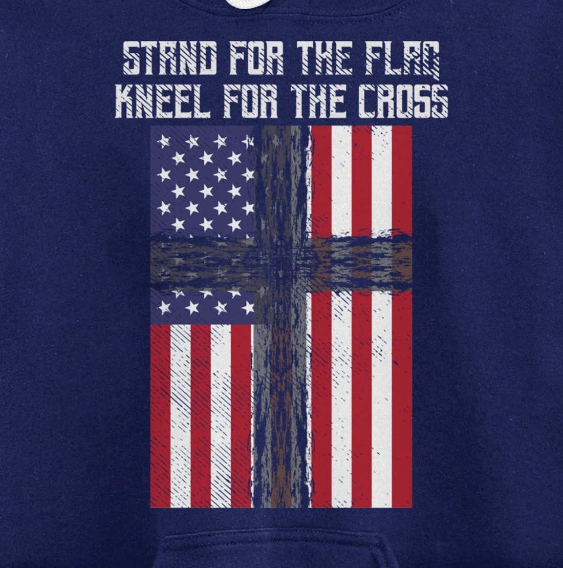 Stand Flag Kneel Cross God Jesus America US Christian Gift Pullover Hoodie