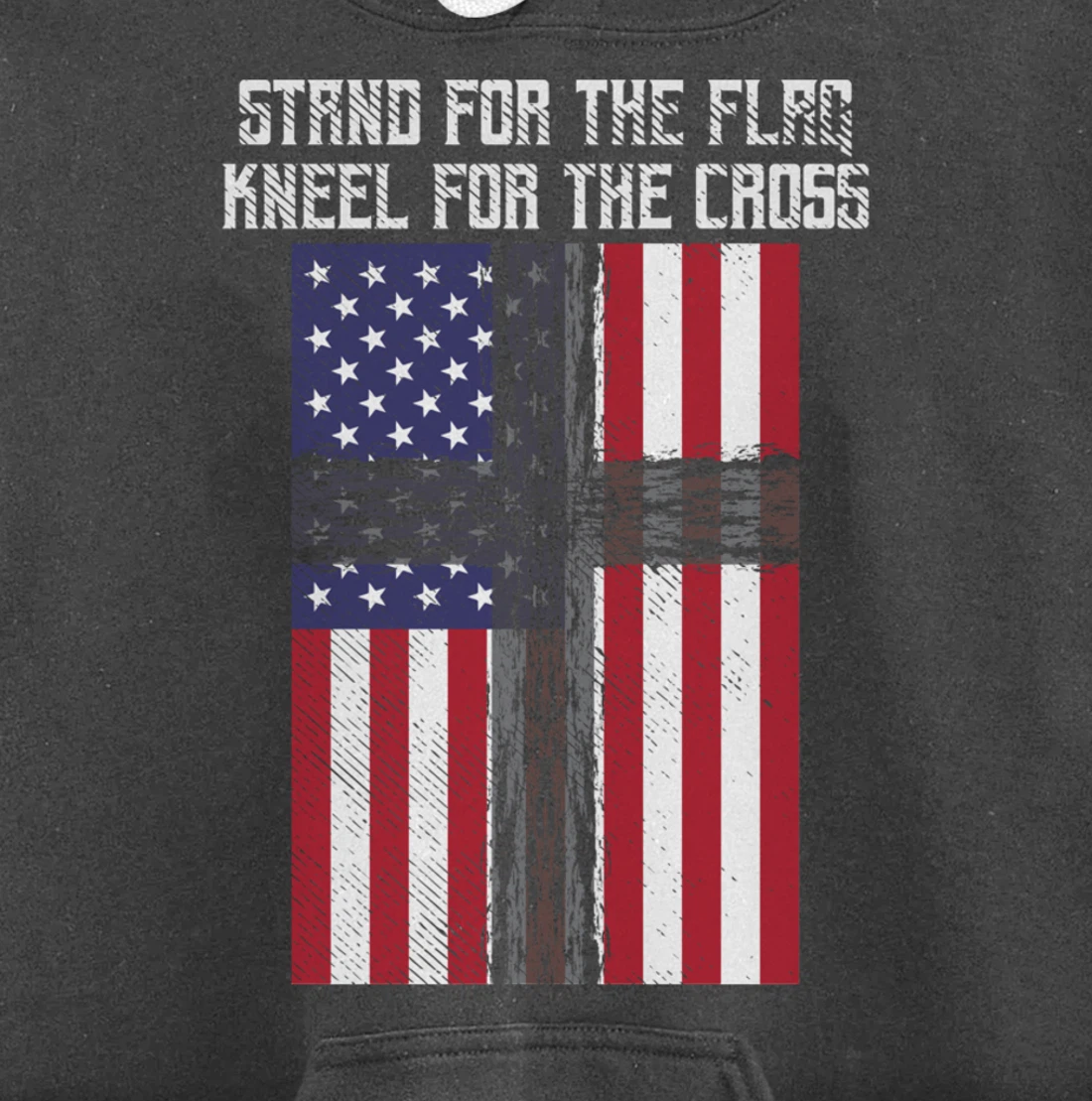 Stand Flag Kneel Cross God Jesus America US Christian Gift Pullover Hoodie