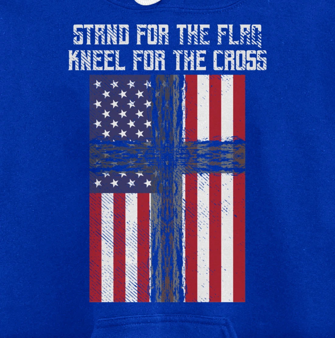 Stand Flag Kneel Cross God Jesus America US Christian Gift Pullover Hoodie
