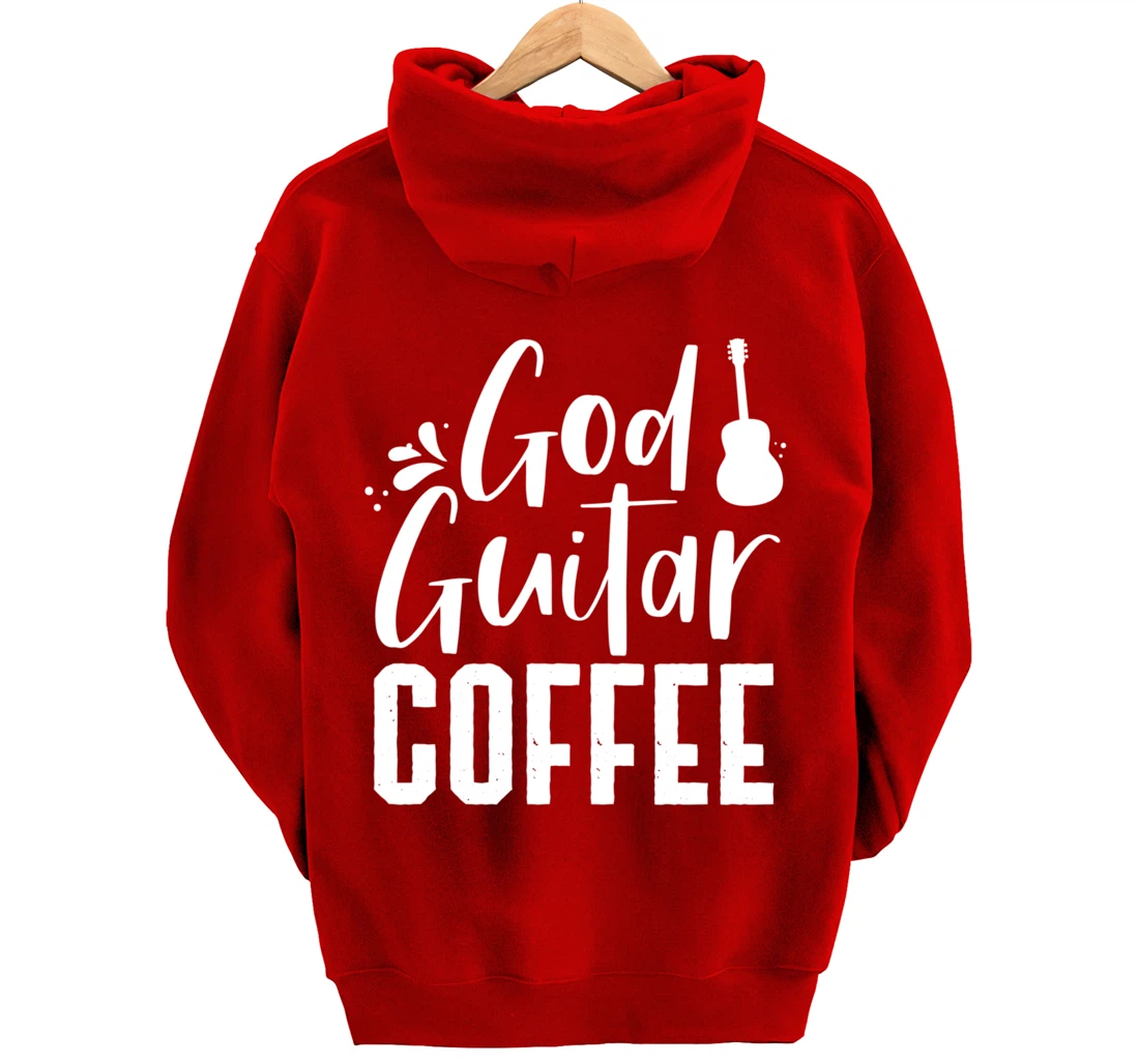God Guitar Coffee Jesus Lover Christian Guitar Player Outfit Pullover Hoodie