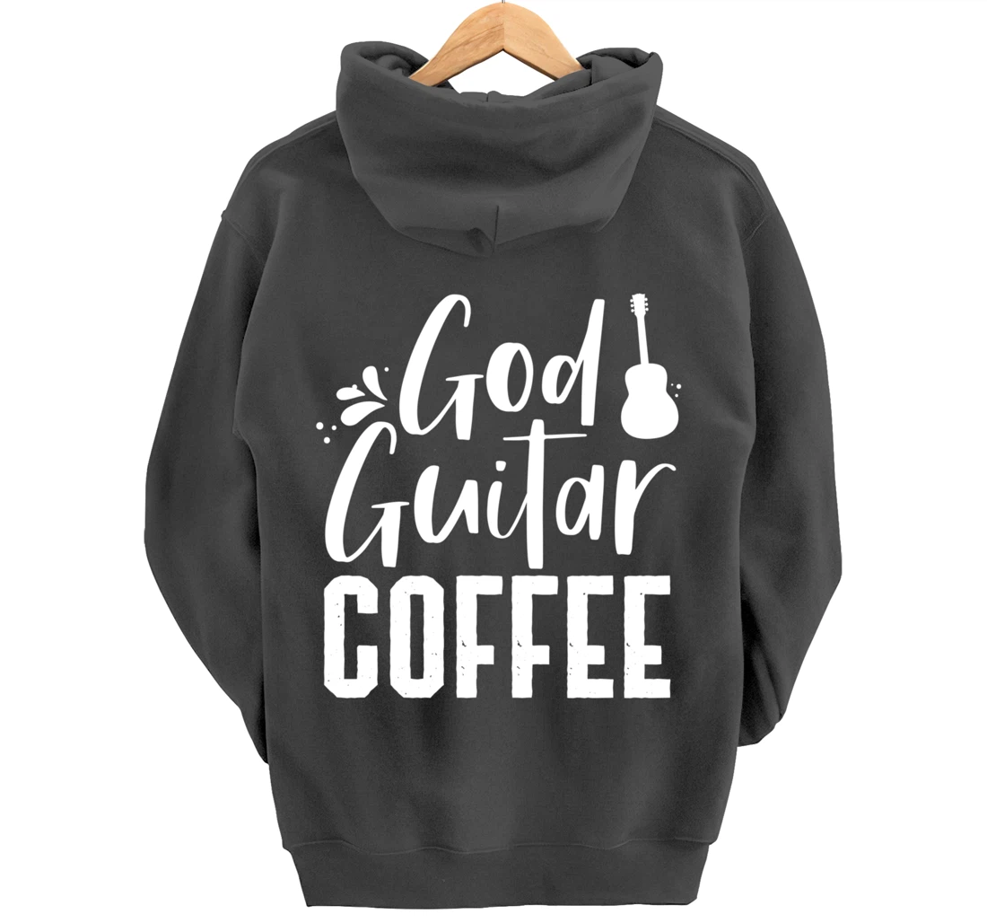God Guitar Coffee Jesus Lover Christian Guitar Player Outfit Pullover Hoodie