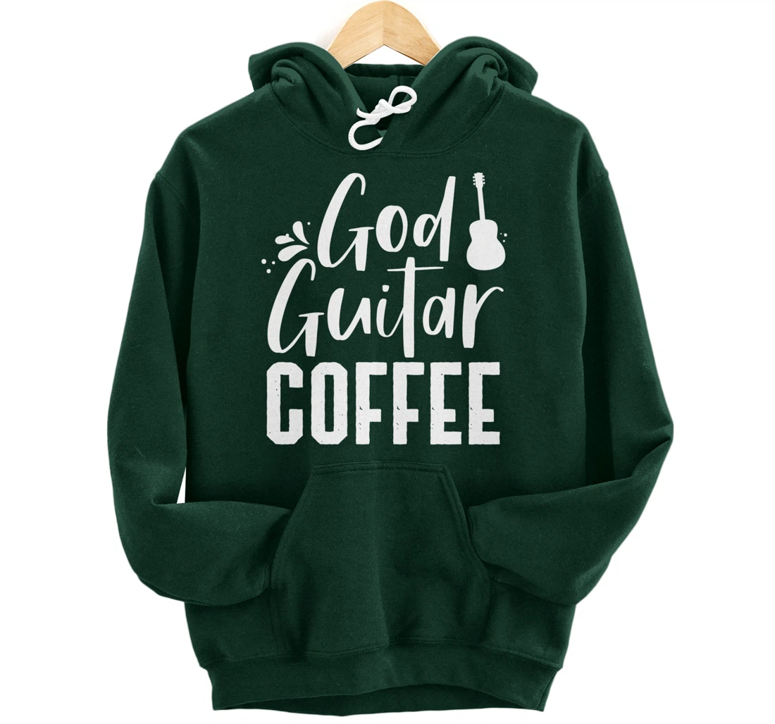 God Guitar Coffee Jesus Lover Christian Guitar Player Outfit Pullover Hoodie