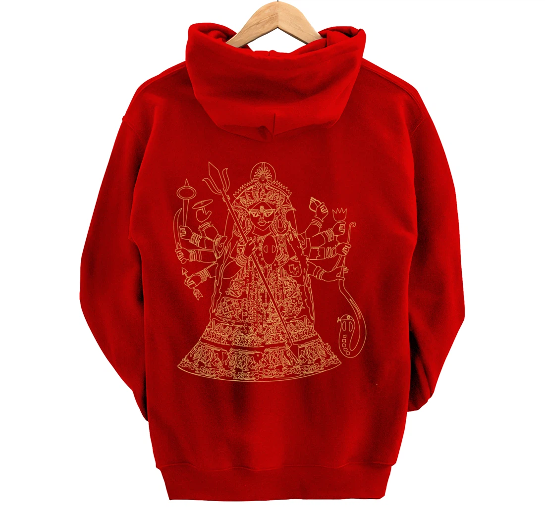 Durga Hindu Goddess Sanskrit Indian Warrior Pullover Hoodie