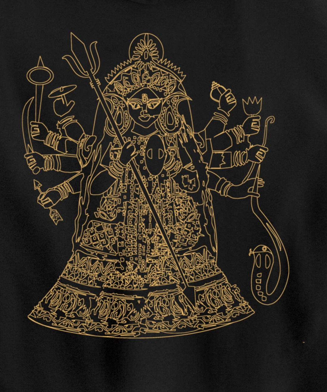 Durga Hindu Goddess Sanskrit Indian Warrior Pullover Hoodie