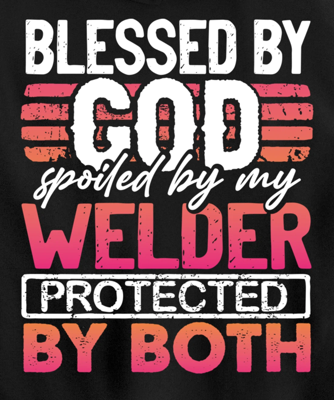 Blessed by God Spoiled by My Welder Protected by Both Wife Pullover Hoodie