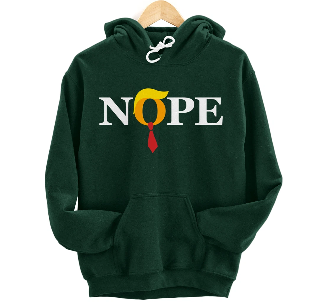 "Nope" Red Tie Trump Wig Orange Face Funny Anti-Trump Gift Pullover Hoodie